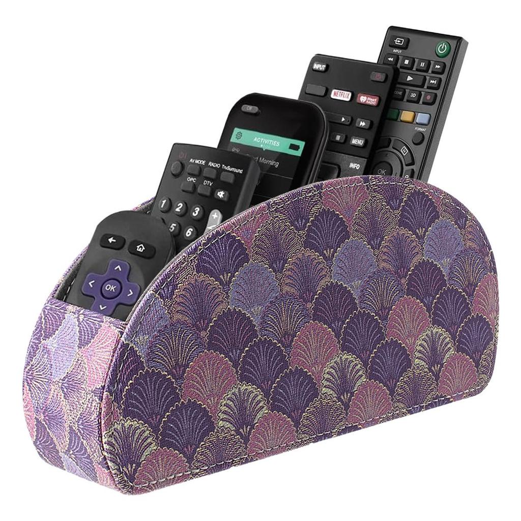 Remote Control Holder with 5 Compartments Faux Leather Desk Organizer TV Remote Storage Caddy Tabletop Holder for Living Room Office Home Use