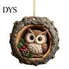 Christmas Tree Pendant Hole Animal Acrylic Ornament, Owl Fox Raccoon Bird Hedgedog Holiday Party Decorations Squirrel Pinecone Pendant, Seasonal