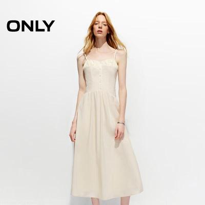 Women's Adjustable Strap Pleated Midi Dress