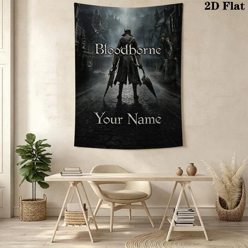 Name Custom Bloodborne Wall Tapestry Aesthetic Wall Hanging Printed Fabric Blanket Decorative Tapestries for Bedroom Living Room Home Decor