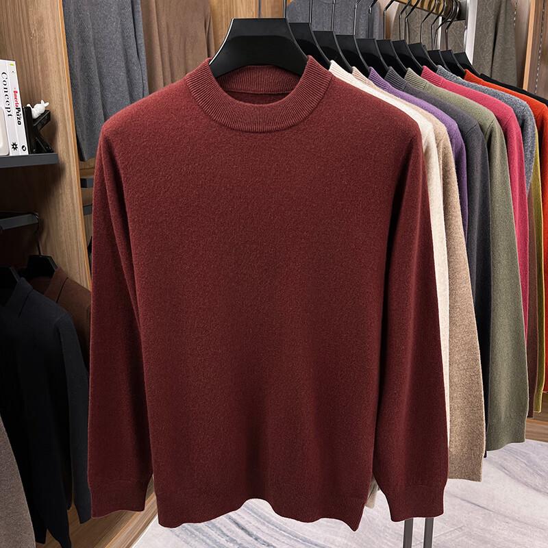 Yiliteng Men's Casual Blended Cashmere Round Neck Pullover