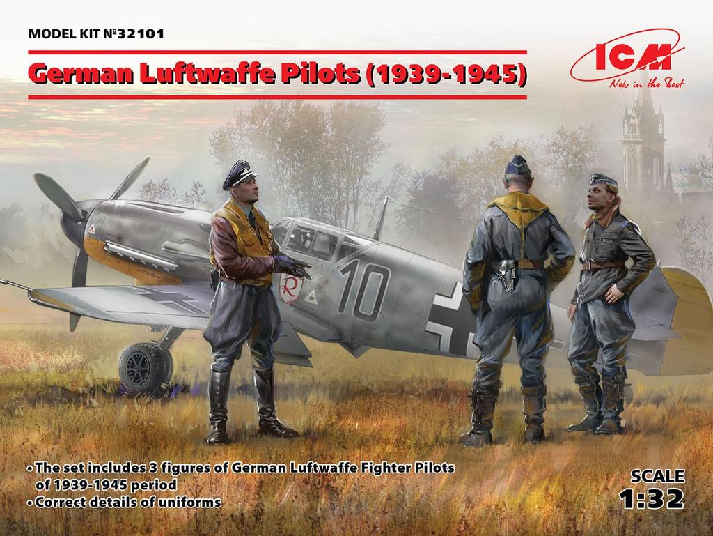 ICM WWII German Air Force Pilot Set Plastic Model Kit 32101 1/32 (1939-1945)