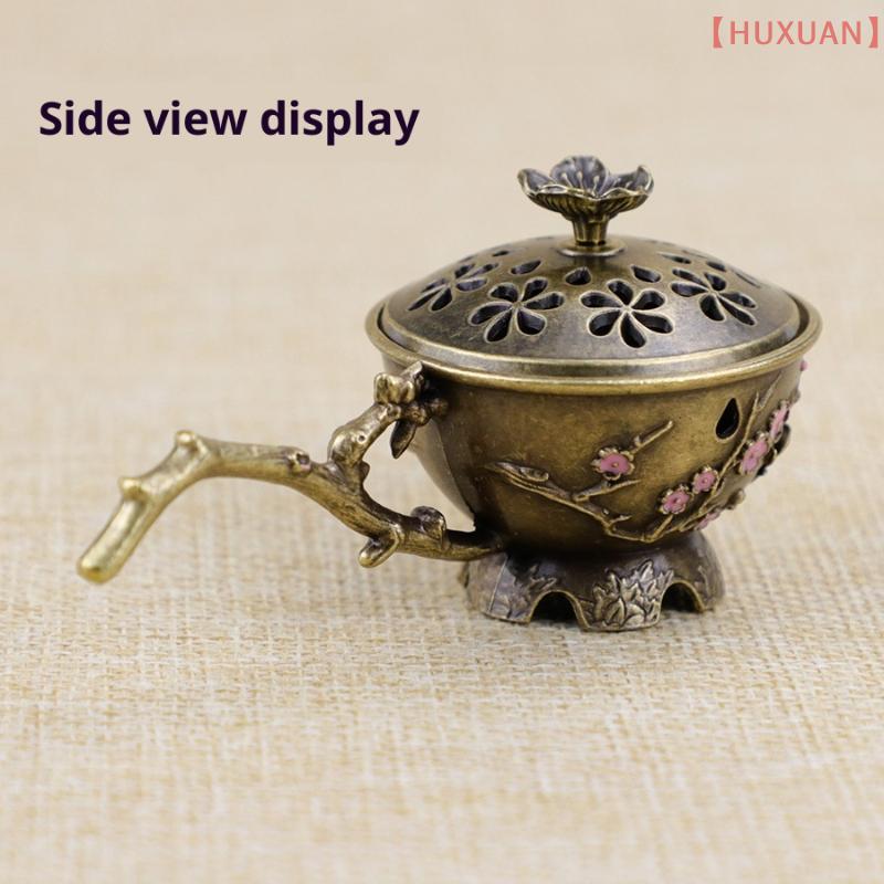1PC Retro Plum Blossom Hollow Out Incense Stick Burner Zinc Alloy Small Craft Home Decor Plum Blossom Incense Burner With Handle
