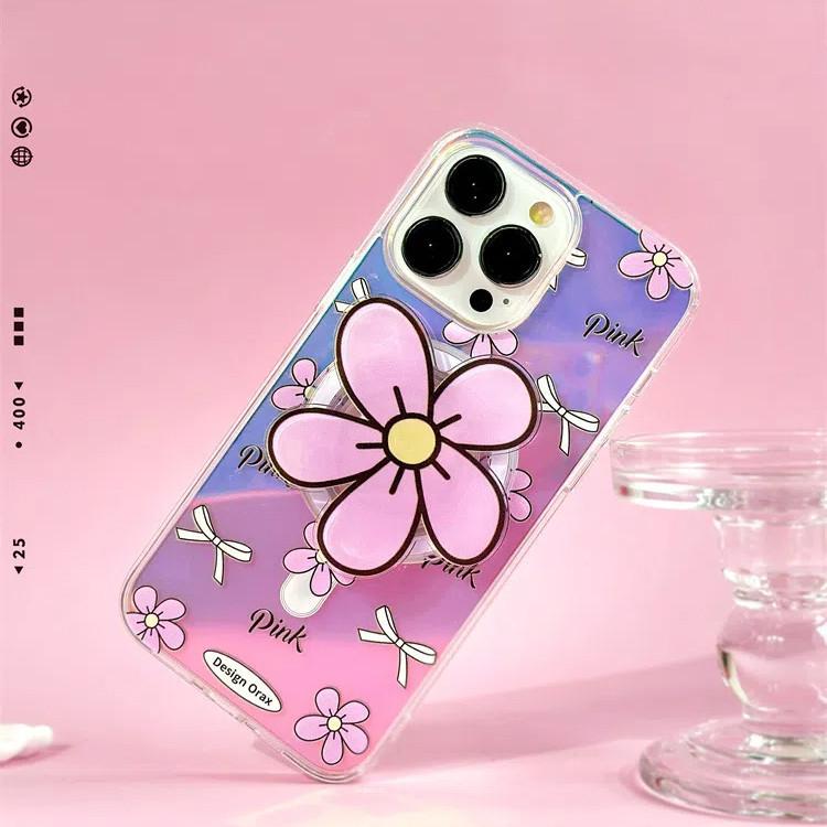 Japanese Korean Style Magnetic Stand Phone Case Compatible and Suitable for iPhone15 14 13 12 11promax xsmax xr 7 8plus Cute Flowers