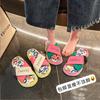 Internet Celebrities Super Hot European Goods Graffiti Thick-soled Beach Slippers Women Wear 2024 Summer New Stepping On Shit Sandals Women