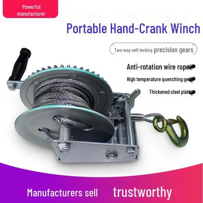 Manual Hand-Operated Winch: Small Chain Hoist & Steel Wire Rope for Trailer or Yacht Lifting