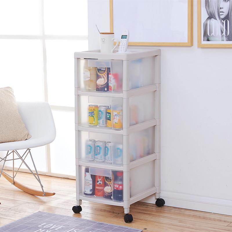 Transparent Kitchen Storage Cabinet with Wheels: Multi-Layer Organizer for Fruits and Vegetables