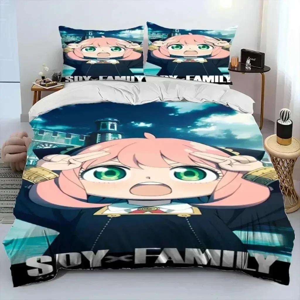 3D Print Anime SPY×FAMILY Anya Beding Set Young Boys Young Girls Twin Quen Sized Dimensions Soft Duvet Cover Pilowcase Bed Children Kids Adult People