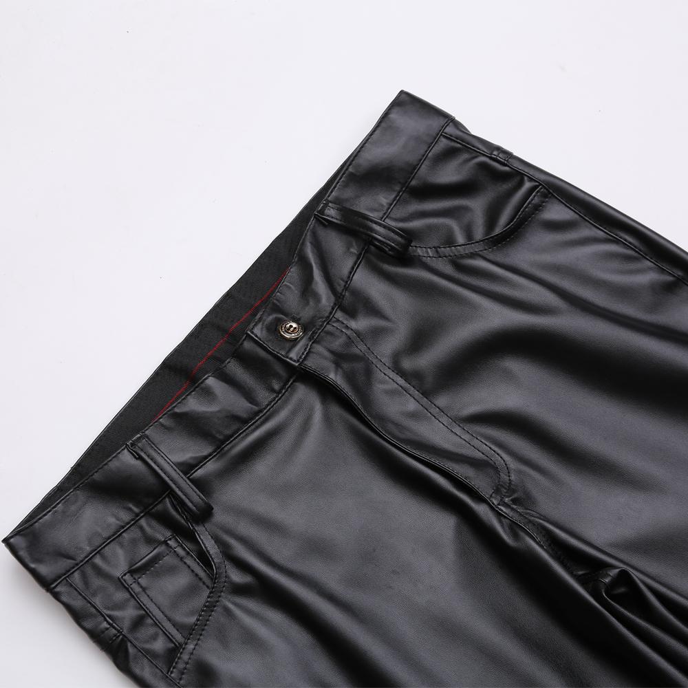 Men's Leather Pants Skinny Fit Elastic Fashion PU Leather Biker's Trousers Nightclub Party Dance Pants Thin