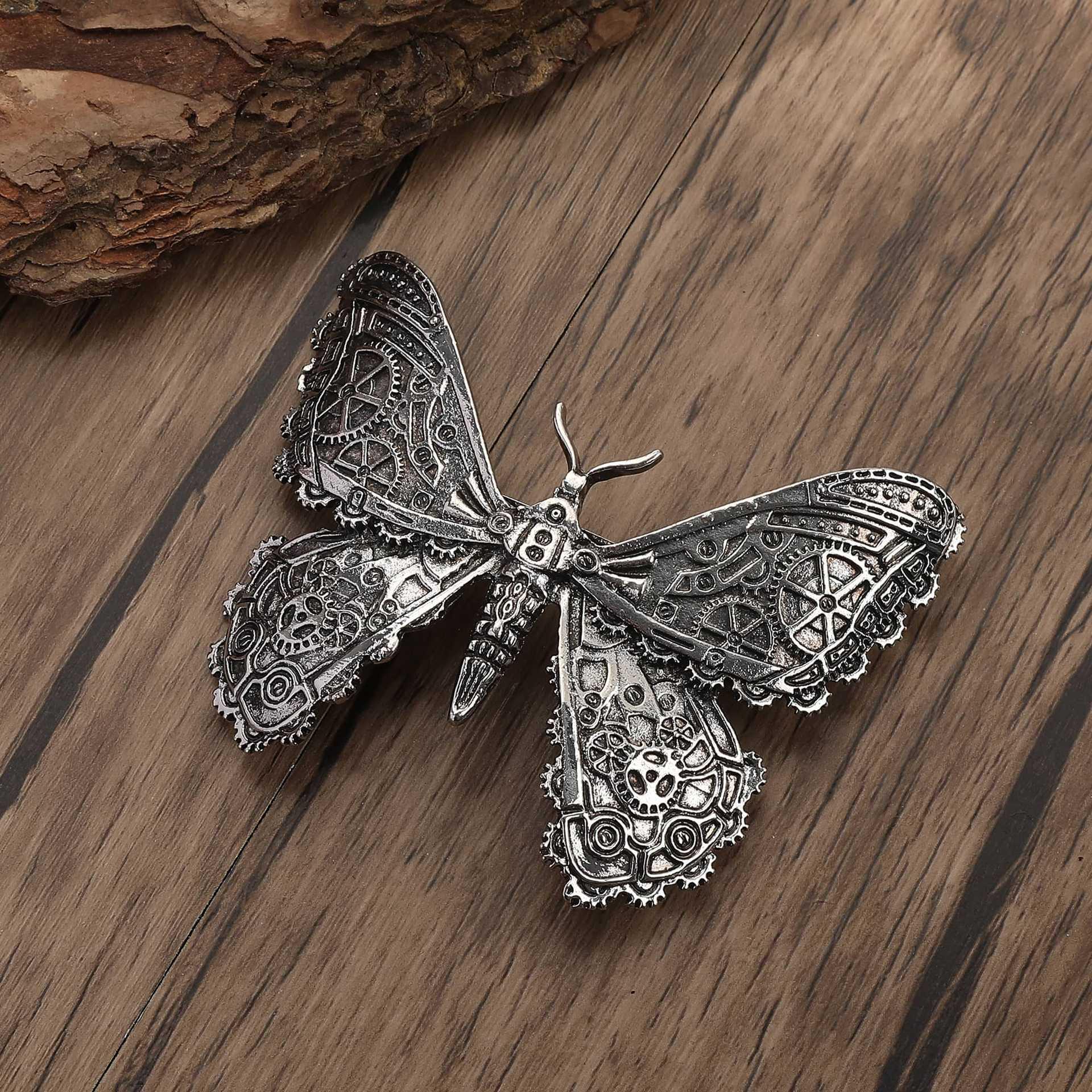 

Універсальна ретро готична вікінзька шпилька для волосся з метеликом - стильний аксесуар для вечірки срібний