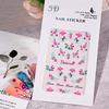 1sheet 5D Embossed Butterfly Nail Art Stickers Purple Butterflies/Floral Nail Art Decals Self-Adhesive Rose Flower Manicure Diy