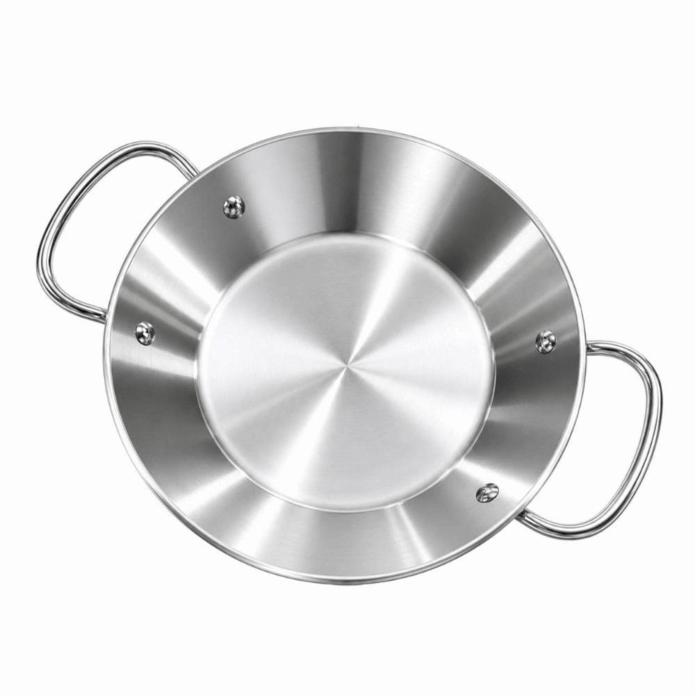 Double Handles Paella Pan 22cm Seafood Rice Pot Metal Serving Plate Dish Kitchen Use