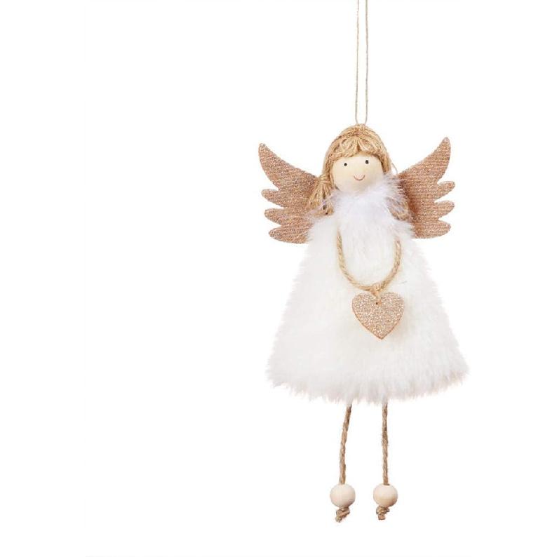 Toyvian 4PCS Christmas Ornaments Hanging Doll Adorable Plush Angel Shape Doll Adornment Christmas Tree Decoration Gift Toy for Xmas Party