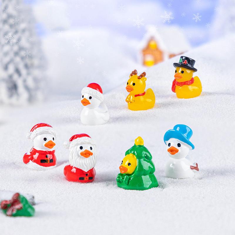 Söt Jul Liten Gul Anka Docka Snö Landskapsarkitektur Gör-det-själv Dekorationsaccessoarer Mikrolandskap Små Ornament Hantverk
