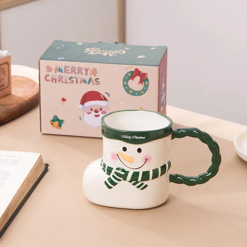 360ML Christmas Socks Modeling Mug Creative Cute Ceramic Cups Santa Claus Snowman Coffee Cup Home Living Room Decor Xmas Gifts
