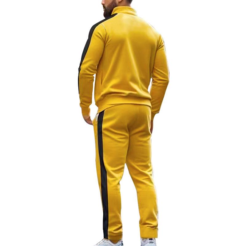 2025 Europe and The United States Spring and Autumn Outdoor New Leisure Men's Sports Suit Color Contrast Outdoor Men's 2 Pieces