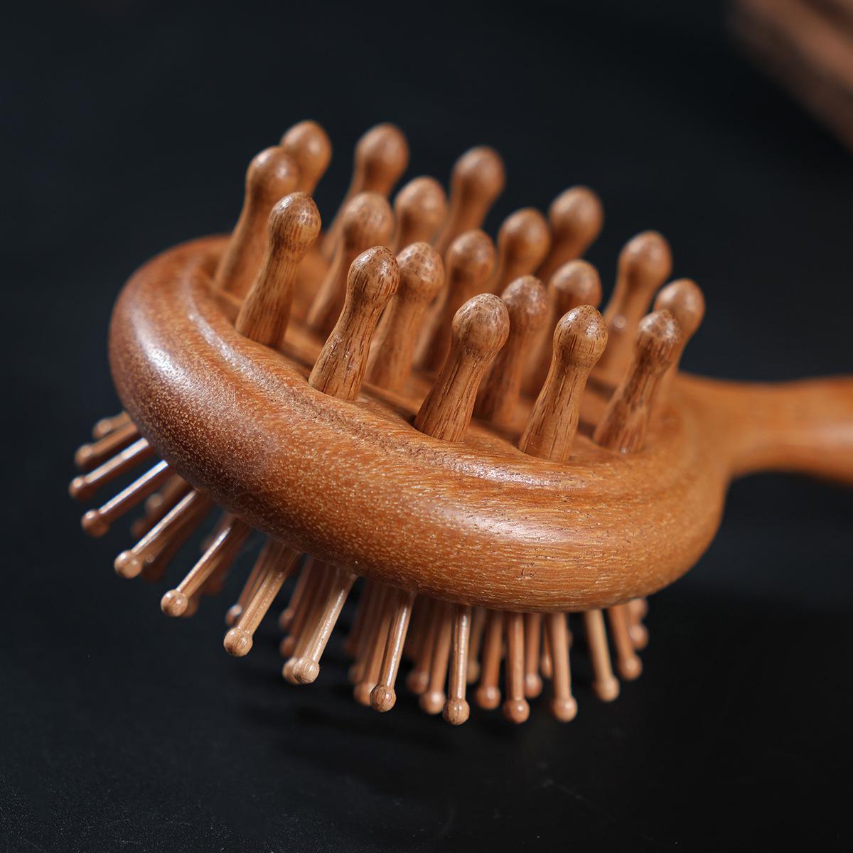 

Портативная деревянная массажная расческа с двойной стороной из золотистого палисандра и воздушной подушкой