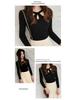 Autumn Cutout Halter Neck Knitted Pullover - Women's Slimming Long Sleeve Sweater