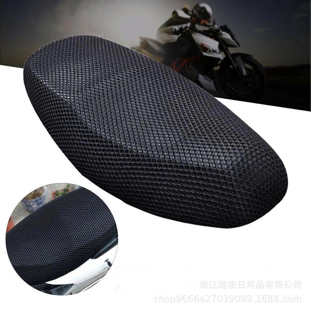 Motorcycle Electric Seat Cover 3D Mesh Fabric Sun Protection Scooter Seat Cover Pad Anti-skid Honeycomb Mesh Breathable Cushion