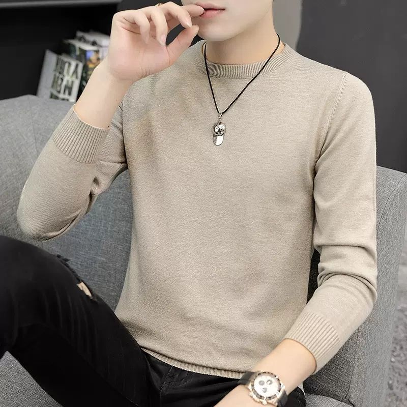 2023 New Autumn and Winter Fashion Trend Inner Layer Knitwear Simple Solid Round Neck Slim Fit Long Sleeve Underlay Sweater