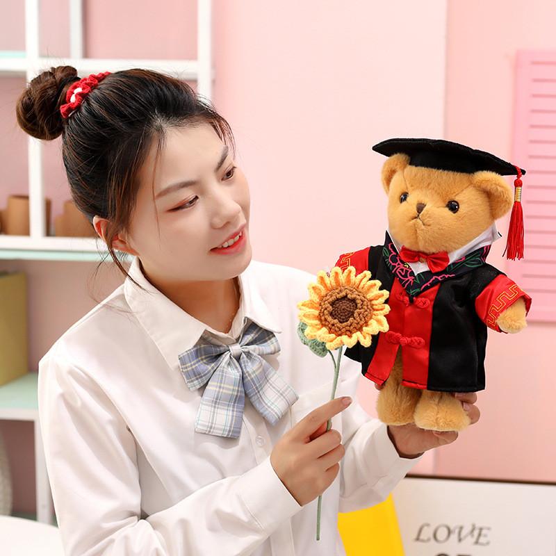 Doctor Plush Delightful Bear With Long Fur And Graduation Outfit Perfect For Collectors