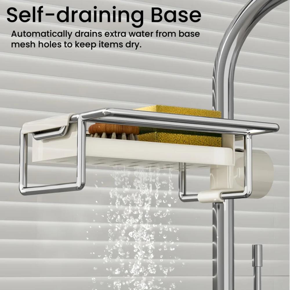 Multifunctional Kitchen Sink Storage Organiser,Stainless Steel Sponge Holder, Washing Up Caddy for Kitchen Bathroom
