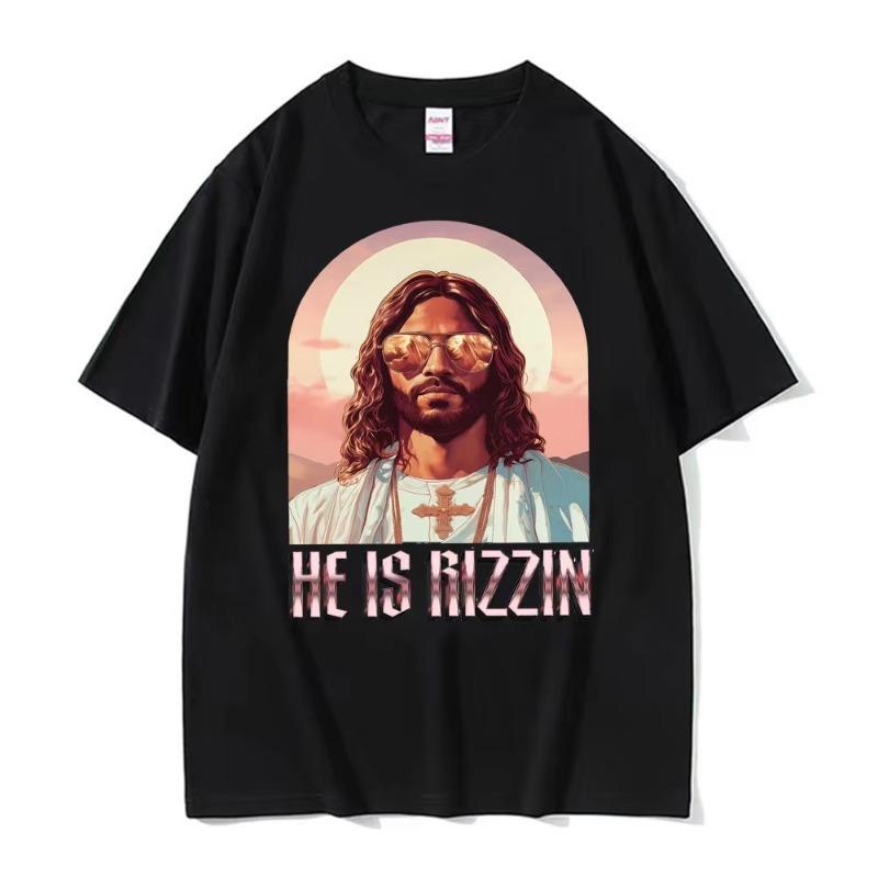 He Ls Rizzin Ježíš Rap Velikonoční Ježíš Tričko Pánské Oblečení Hip Hop Humor Styl Tričko Topy Unisex Pohodlí 100% Bavlna Trička