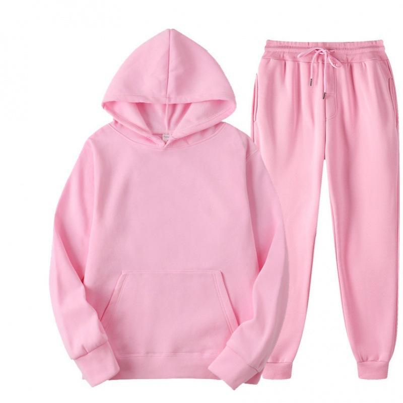 Men's Solid Color Suit Hooded Sweater Sports Two-piece Suit Sports Suit Men's Clothing