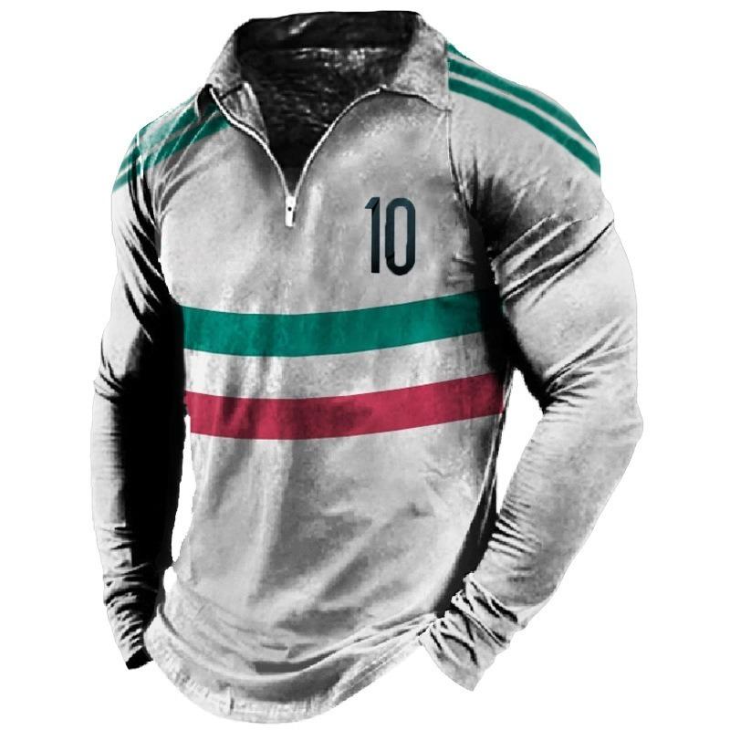 New POLO Shirt Zip Long-sleeved Lapel Men's Sweatshirt Casual Tops Tide