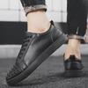 Men's White Microfiber Leather Rivet Low-Top Sneakers - Stylish Autumn Casual Shoes