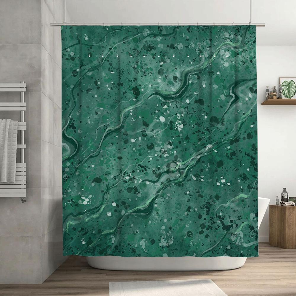 Modern Green Marble Shower Curtain Waterproof Bath Decor For Bathroom Decorations