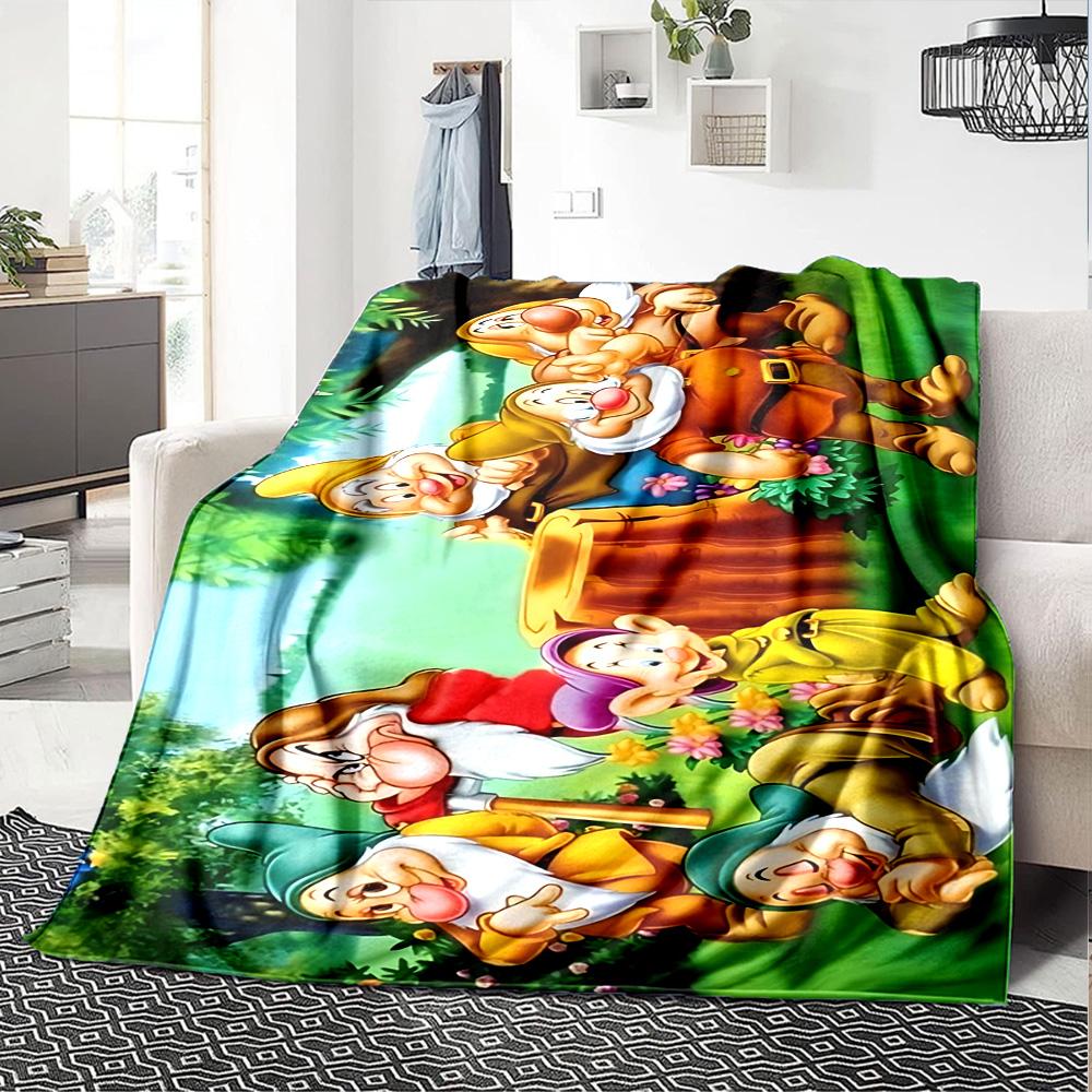 Seven Dwarfs Wood Flannel Blanket Super Soft Warm Cozy Blanket for Sofa Bed Office Travel All‑Season Home Decor Gift