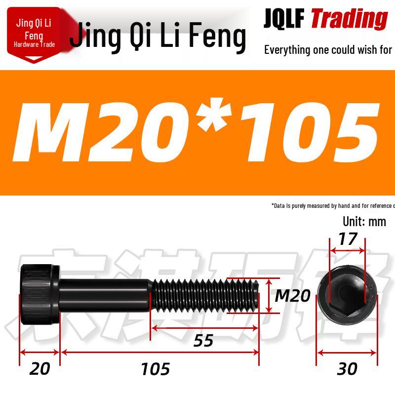 M20-M27 High Strength Blackened Hex Socket Head Cap Screw with Knurled Cylindrical Half Thread