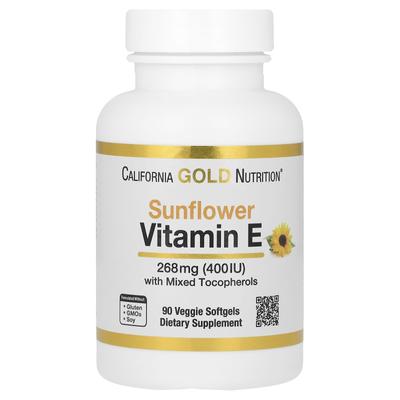 Vitamina E de Girassol, com Tocoferóis Mistos, 400 UI, 90 Cápsulas Gelatinosas Vegetais