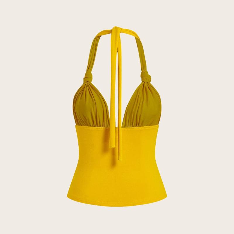 Summer Street Design Hanging Neck Sleeveless Short Printed Vest