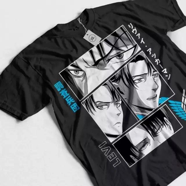 Anime Levi AckerUnisex TShirt Attack On Titan Anime Captain Levi Black Tee S