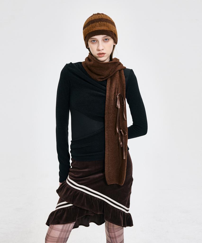Kimjisu Ribbon Tied Beanie _ Brown