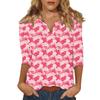 Damen T-Shirt mit Stehkragen und 3/4-Ärmeln und Aufdruck