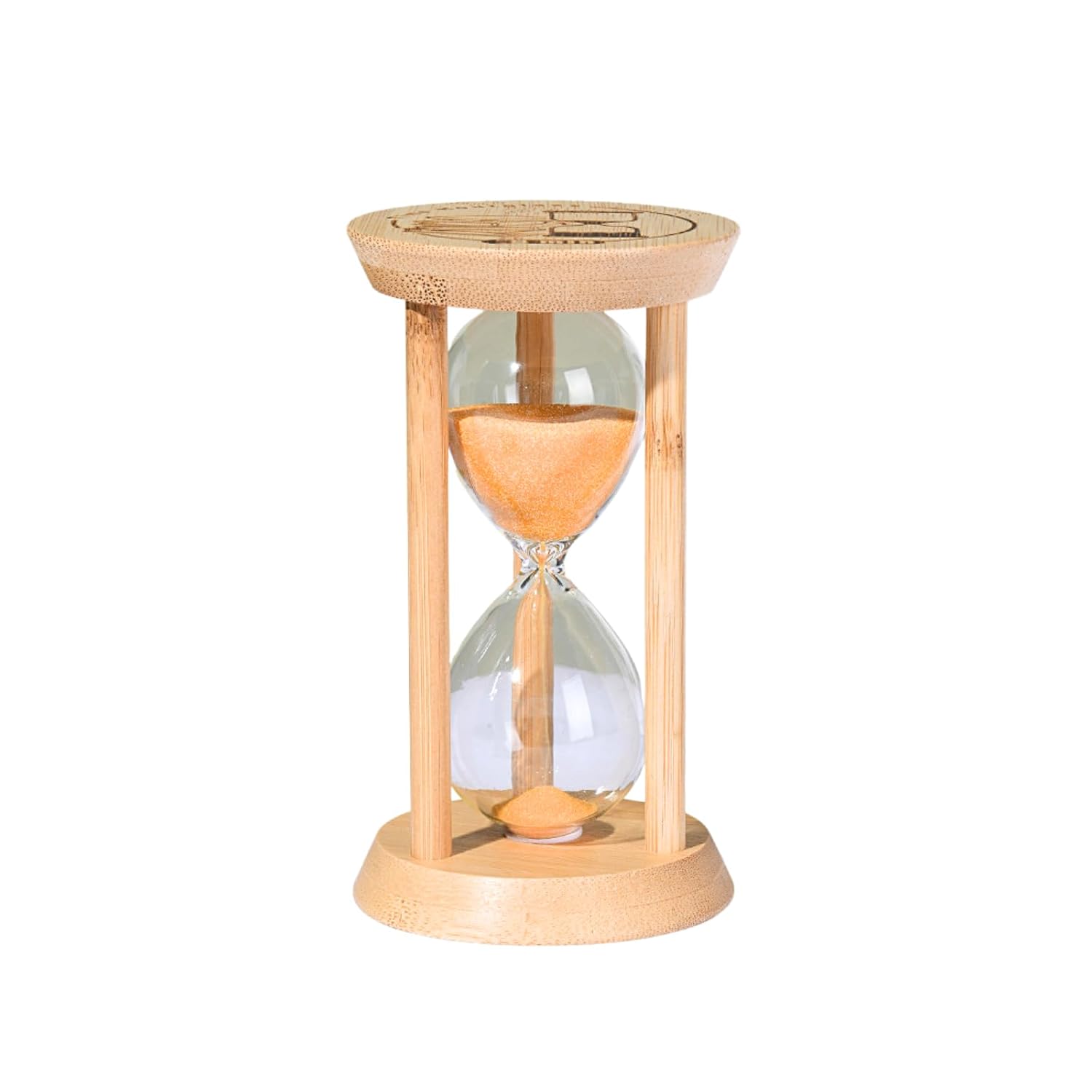 Wooden Warmth Hourglass Table Sand Timer (3 Minutes Orange)