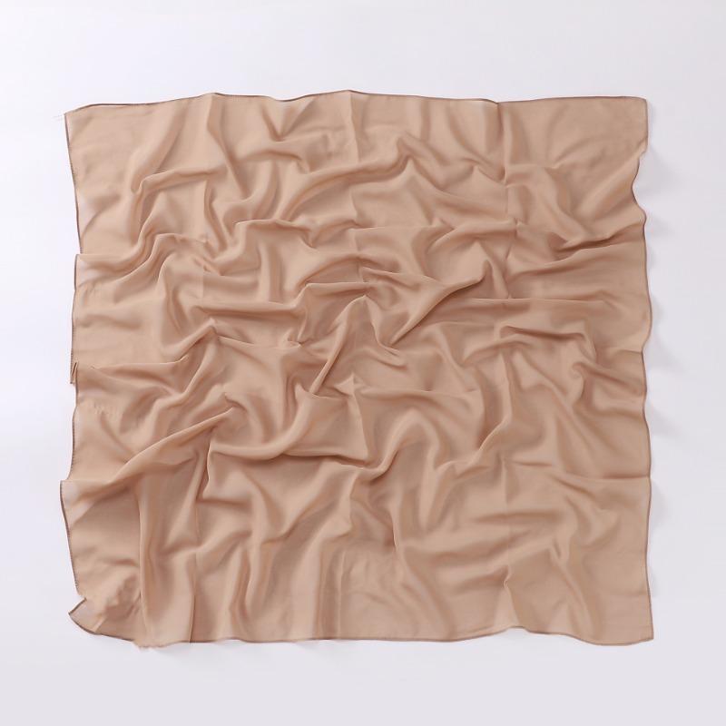 Versatile Solid Chiffon Scarf 90cm Square Headscarf For Women