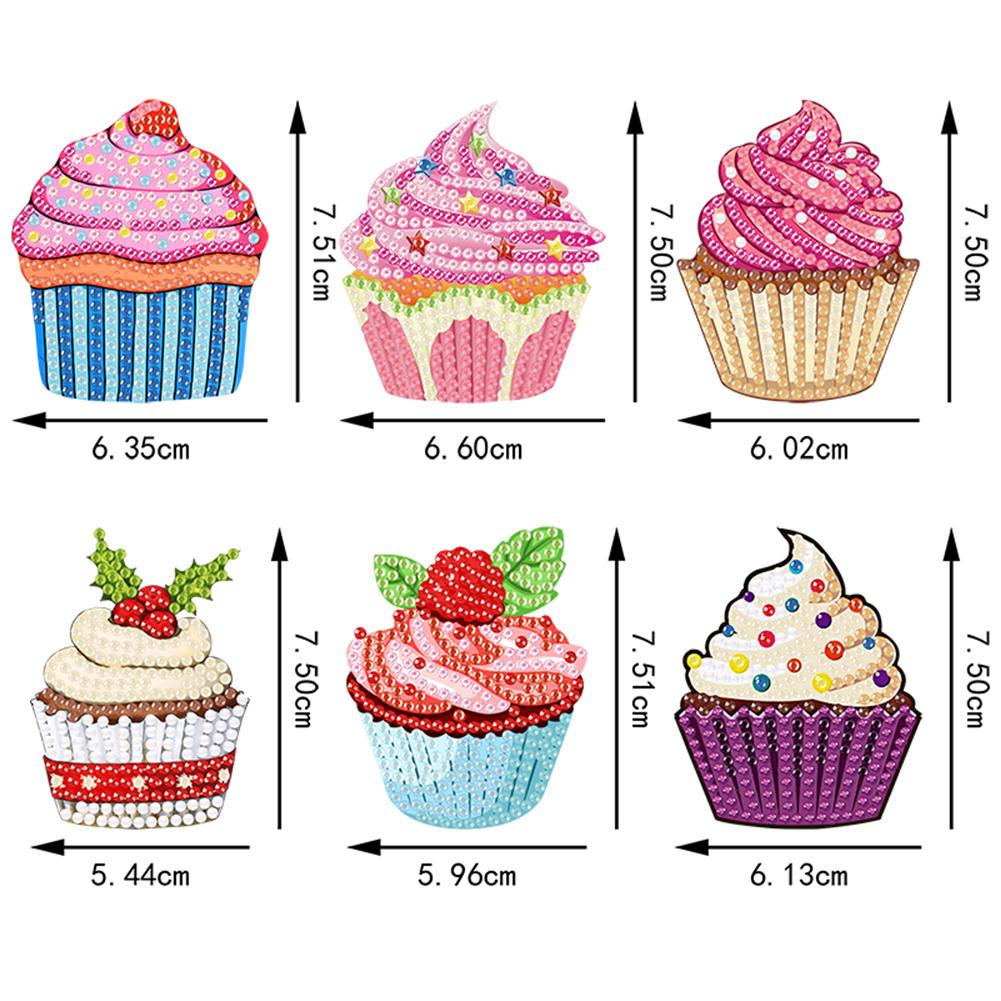 6Pcs Acrylic Cute Cupcakes Diamond Painting Fridge Magnets Diamond Art Refrigerator Magnets Sticker for Beginners