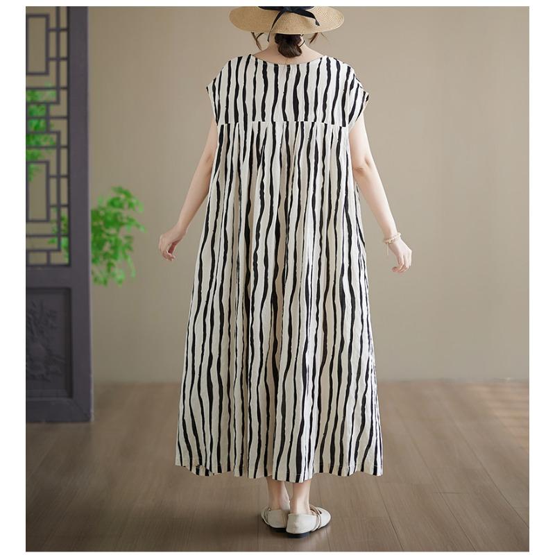 DIMANAF Neues Sommer-Strandkleid 2026 für Damen Übergröße Baumwolle Vintage Dame Blumenprint Locker Übergröße