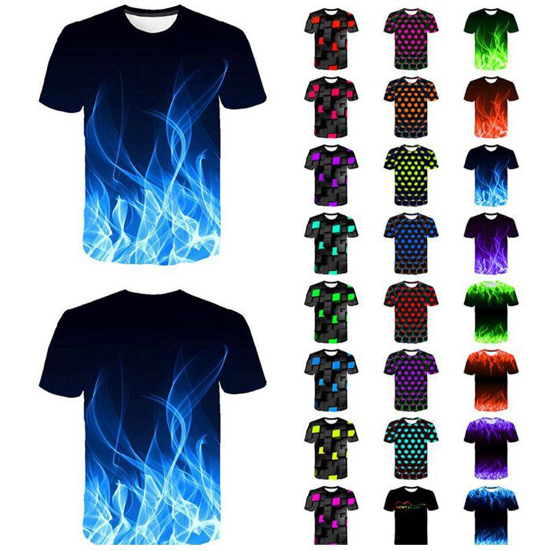 3d Print T-shirt Flame Hypnosis Colorful Print Casual Short Sleeve Top For Stylish Comfort