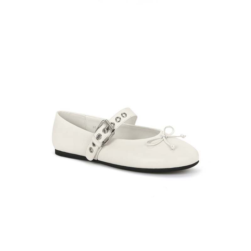 Chic Girl~ Bow Shallow Mouth Flat Bottom Ballet Single Shoes Women's 2025 New Fashion One-Word Belt Mary Jane Shoes