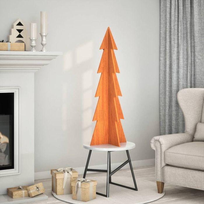 Sapin de Noël - vidaXL - 100 cm - Bois de pin massif - Marron - Intérieur