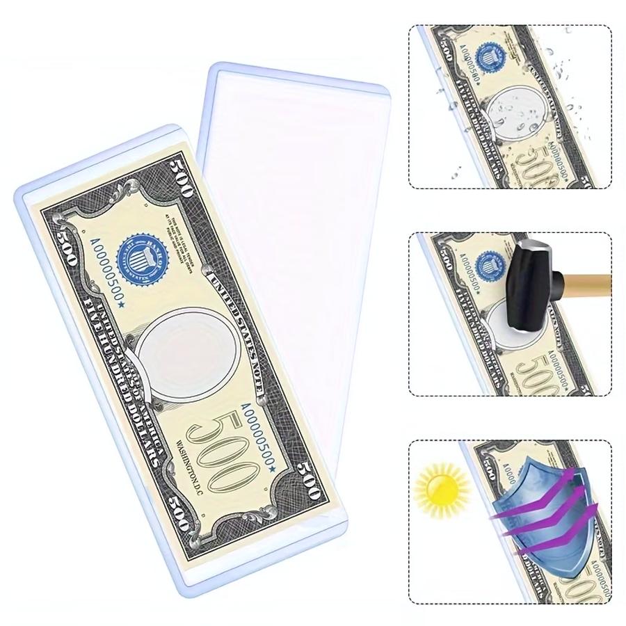 16pcs Transparent PVC Currency Sleeves, Clear Banknote Money Holders, Ideal Organizer for Paper Money, Bills, Bank Notes, XJM