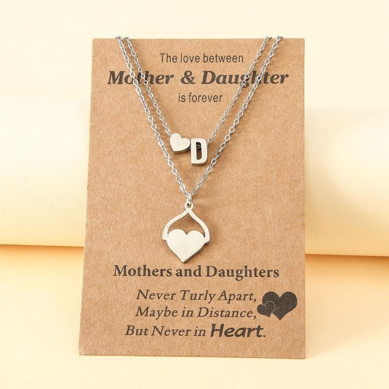 Mother's Day Parent-child Necklaces European American Creative Stainless Steel Heart-shaped Letter Personality Neckl