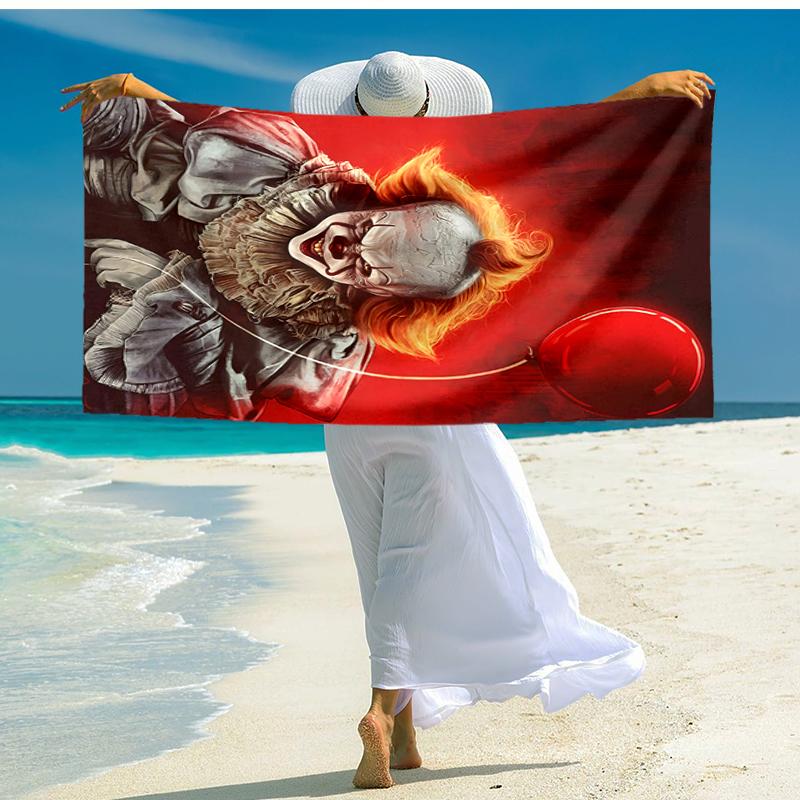 1pc Pennywise2 Beach Towel, Comfortable and Thick, and Swimming/Bath/Picnic/Camping Towel, Suitable for Seaside Beaches