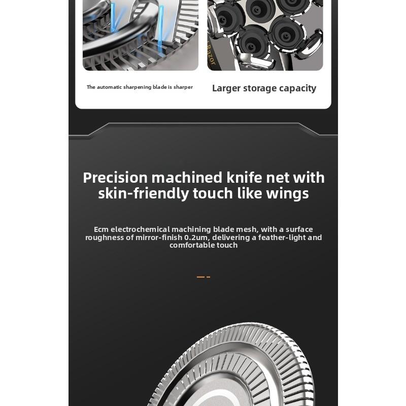 New Smart Men's Electric Shaving Kit with A Clean-shaven Head Design Featuring Seven Blades and Multiple Functions for Shaving