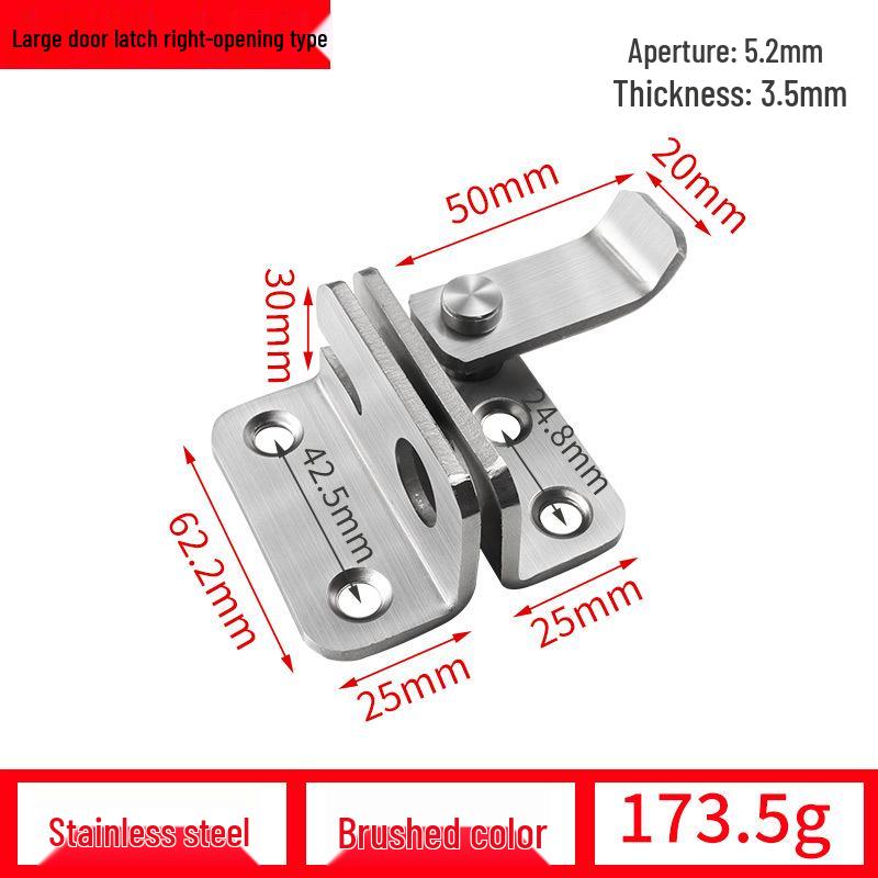 90° Anti-Theft Bathroom Sliding Door Latch Clasp with Old-Fashioned Hinge Bolt